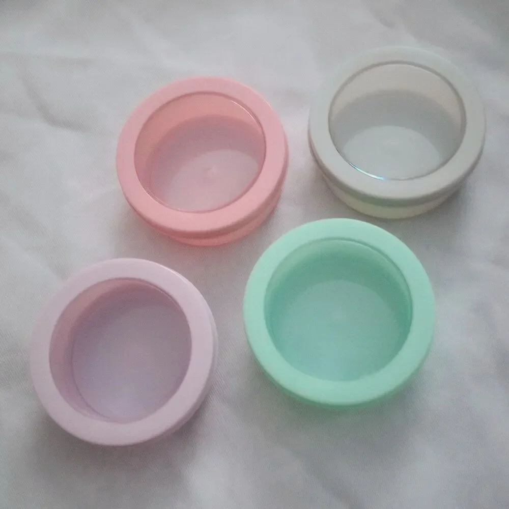 4pc Small Magnetic Round Containers - Pastel Color w/Window Lid